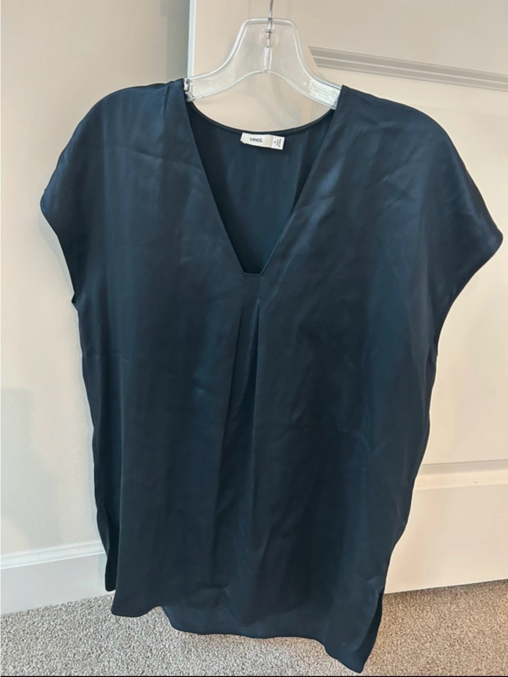 Vince Deep Navy V-Neck Silk Tunic